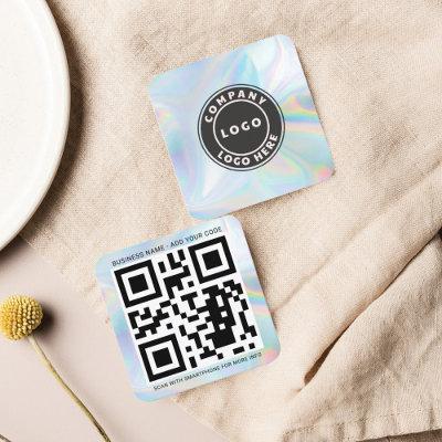 Custom Company Logo and QR Code Holographic Square