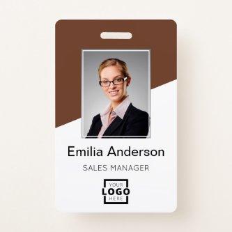 Custom Company Logo Bar Code Employee Photo Brown Badge