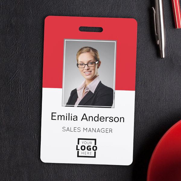 Custom Company Logo Basic Bar Code Employee Photo Badge