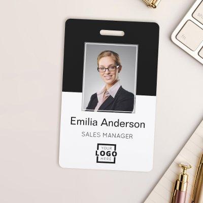 Custom Company Logo Basic Bar Code Employee Photo Badge