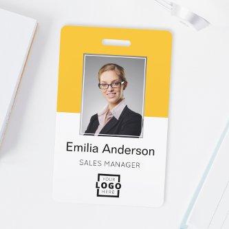 Custom Company Logo Basic Bar Code Employee Photo Badge