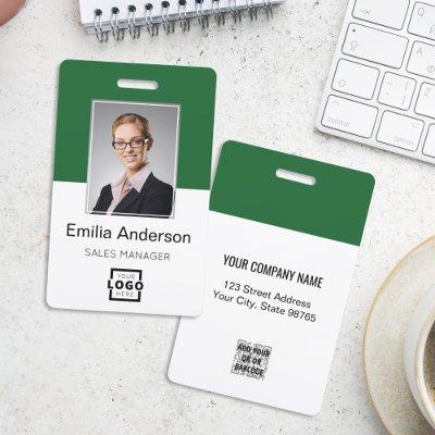 Custom Company Logo Basic Bar Code Employee Photo Badge