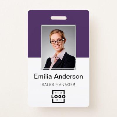 Custom Company Logo Basic Bar Code Employee Photo Badge