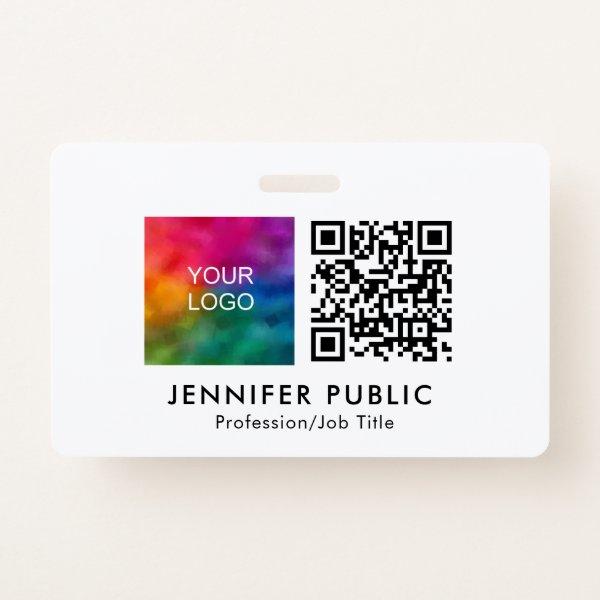 Custom Company Logo Here QR Code Template Badge