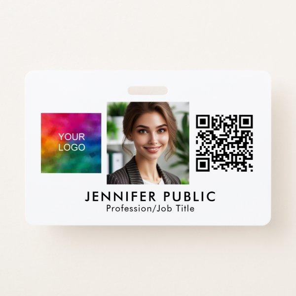 Custom Company Logo QR Code Employee Photo Here Badge