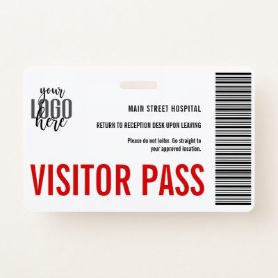 Custom Company Visitor Pass Barcode Logo ID Badge