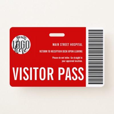 Custom Company Visitor Pass Barcode Logo ID Badge