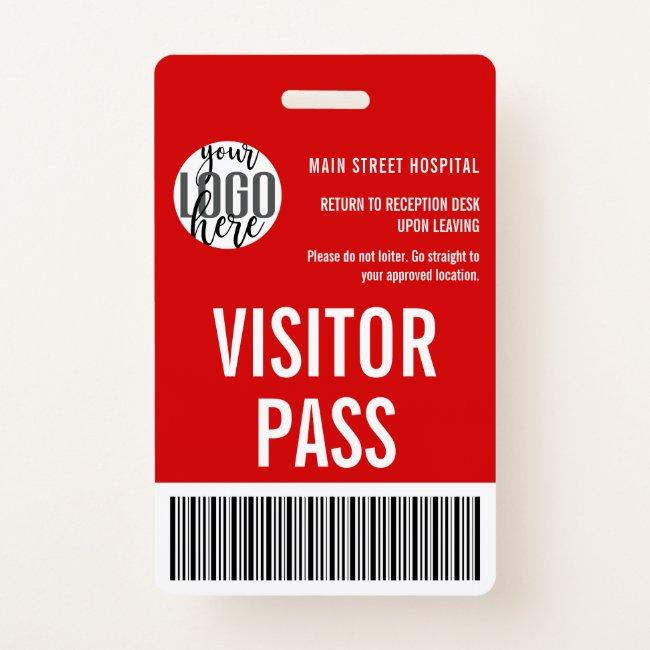Custom Company Visitor Pass Barcode Logo ID Badge