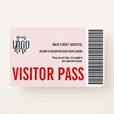 Custom Company Visitor Pass Barcode Logo ID Badge