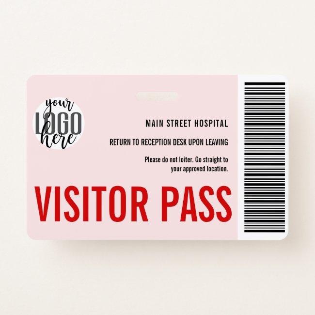 Custom Company Visitor Pass Barcode Logo ID Badge