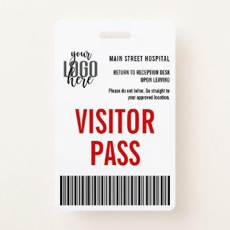 Custom Company Visitor Pass Barcode Logo ID Badge
