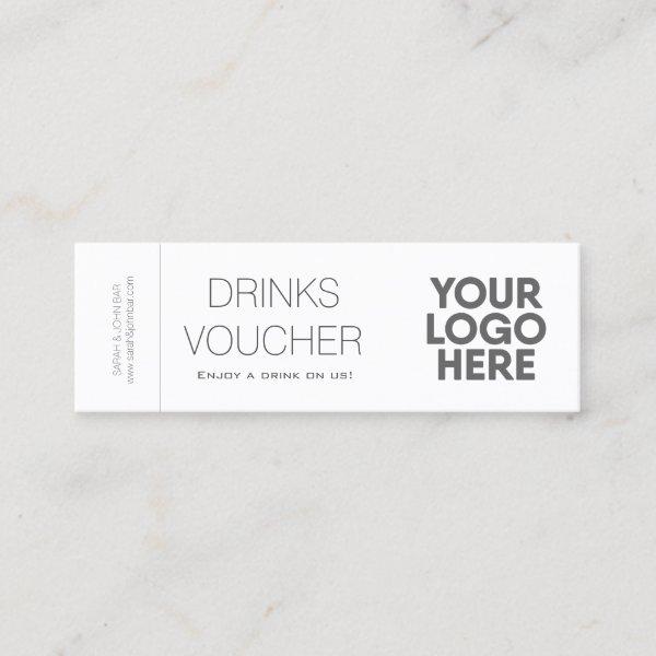 Custom Corporate Drink Voucher Ticket Logo Card