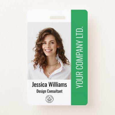 Custom  Corporate Large Employee Photo Green ID Badge