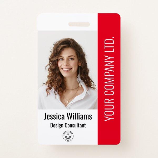 Custom  Corporate Large Employee Photo Red ID Badge