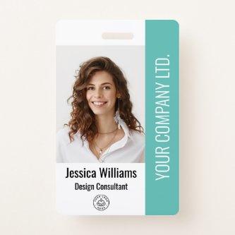 Custom  Corporate Large Employee Photo Teal ID Badge