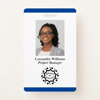 Custom Corporate Logo & Photo Employee Dark Blue Badge
