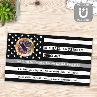 Custom Corrections Officer Thin Gray Line Flag  Magnet