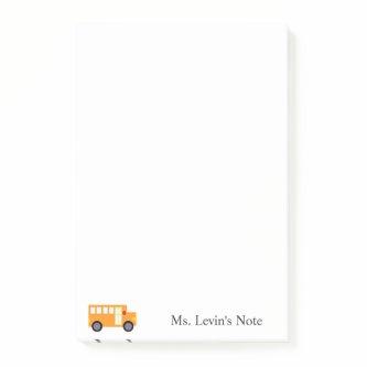 Custom Cute Yellow School Bus Notepad for Teacher