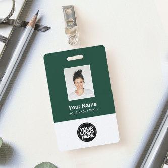 Custom Dark Green Employee Photo, Bar Code, Logo Badge