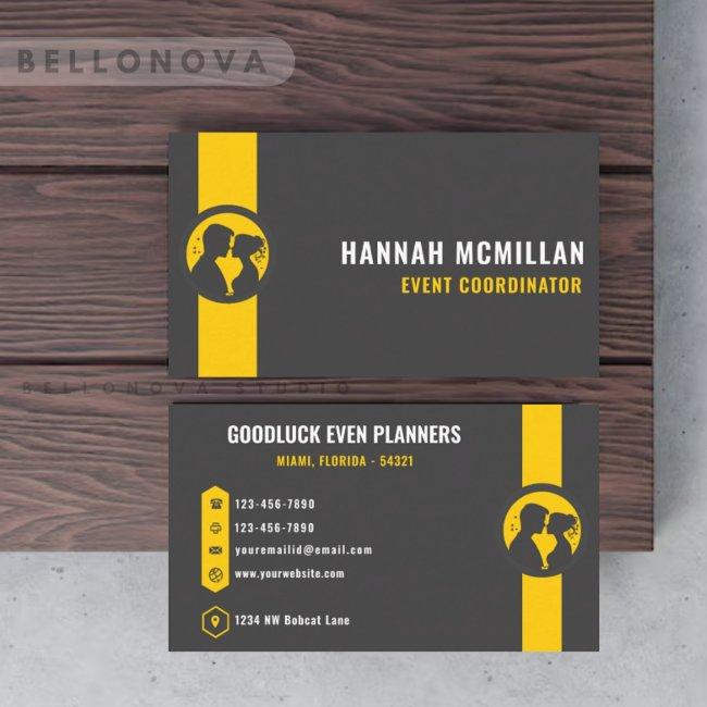 Custom Dark Grey Black Yellow Event Planning