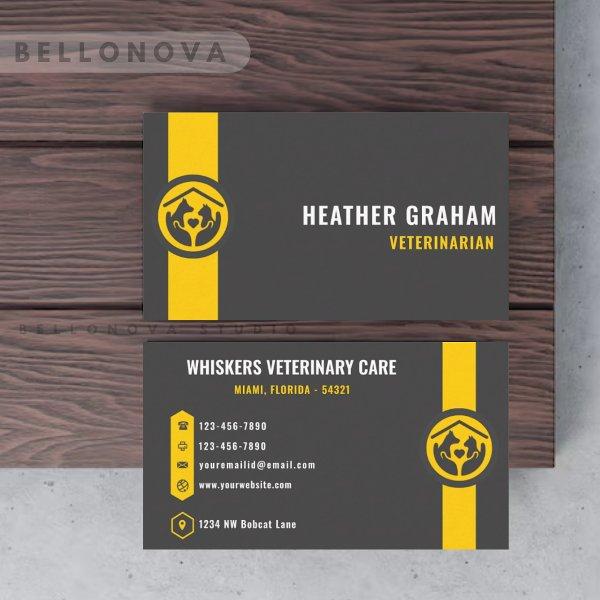 Custom Dark Grey Black Yellow Pet Care Services