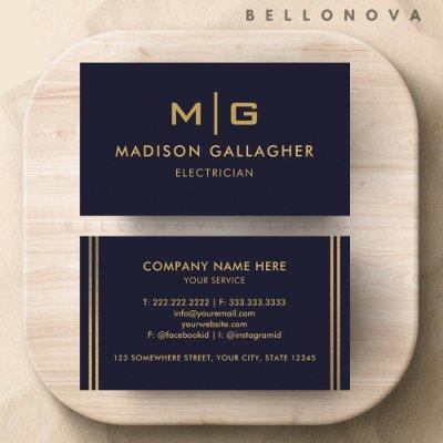 Custom Dark Navy Blue Black And Gold Professional