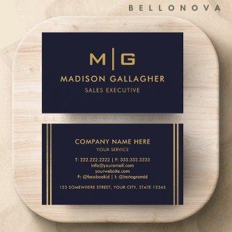 Custom Dark Navy Blue Black And Gold Professional