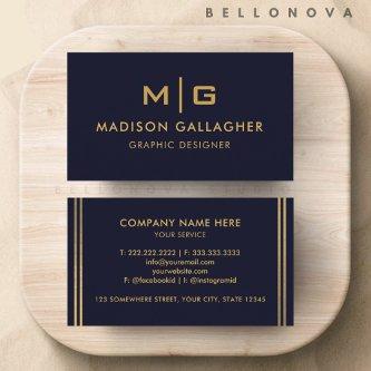 Custom Dark Navy Blue Black And Gold Professional