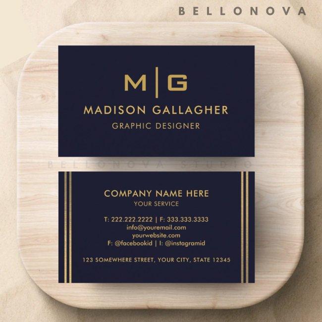 Custom Dark Navy Blue Black And Gold Professional