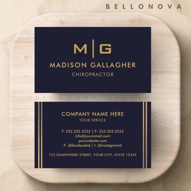 Custom Dark Navy Blue Black And Gold Professional