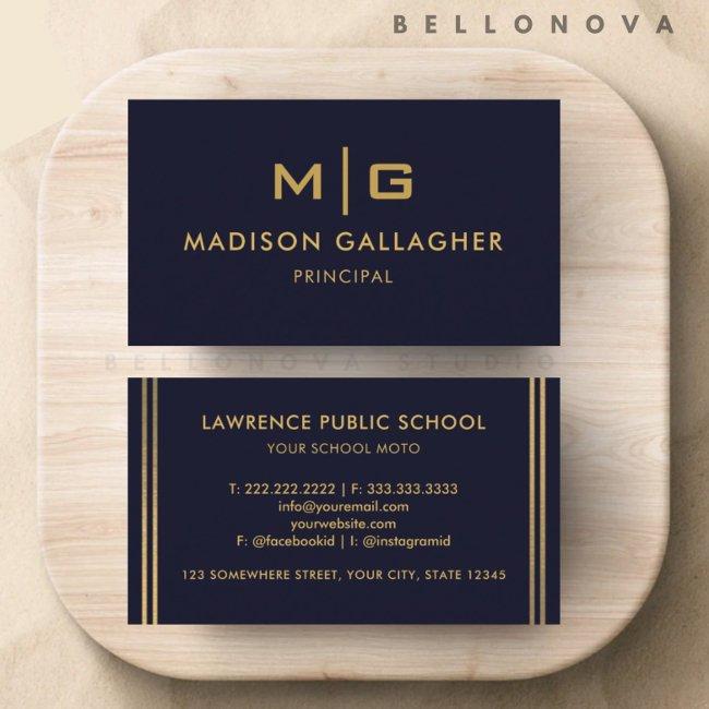Custom Dark Navy Blue Black And Gold Professional