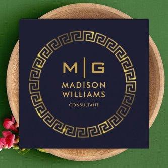 Custom Dark Navy Blue Black And Gold Professional Square