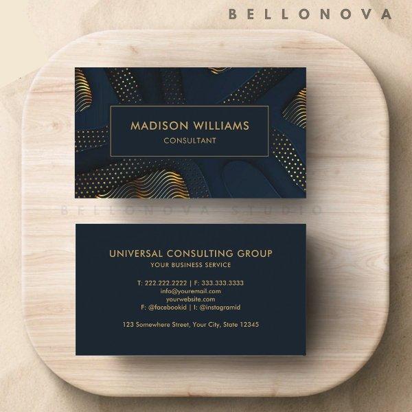 Custom Dark Navy Blue Gold Glitter Professional