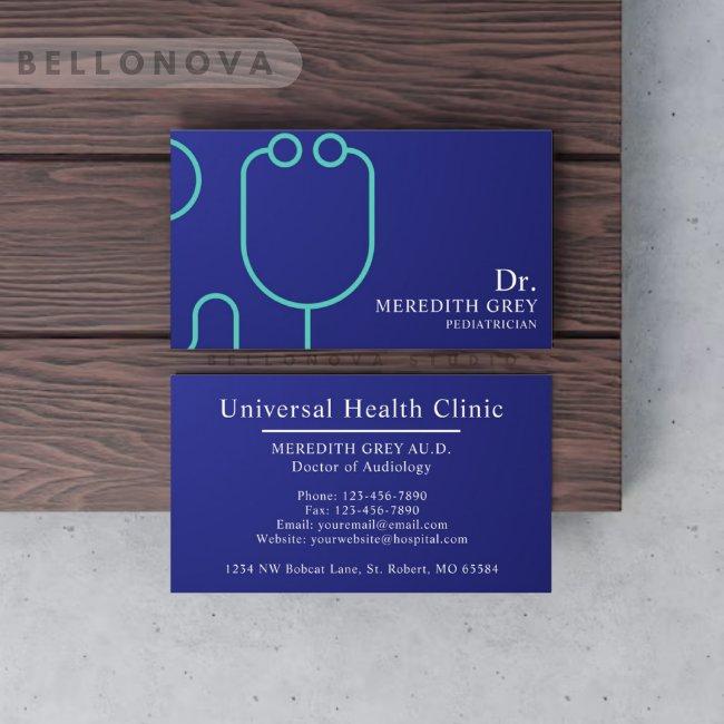 Custom Dark Navy Blue White Doctors Fancy