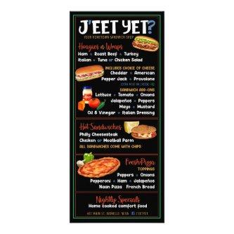 Custom designed menu Sandwich Shop Deli