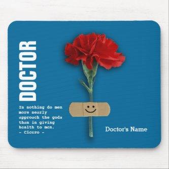 Custom Doctor's Name Red Carnation Gift  Mouse Pad