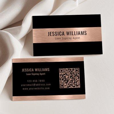 Custom Elegant Brushed Rose Gold Black QR Code
