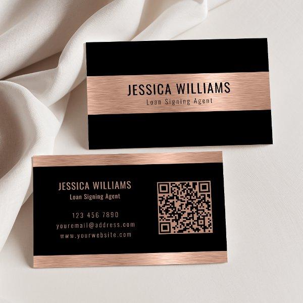 Custom Elegant Brushed Rose Gold Black QR Code