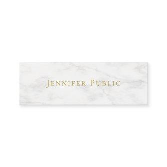 Custom Elegant Gold Name White Marble Minimalist Mini