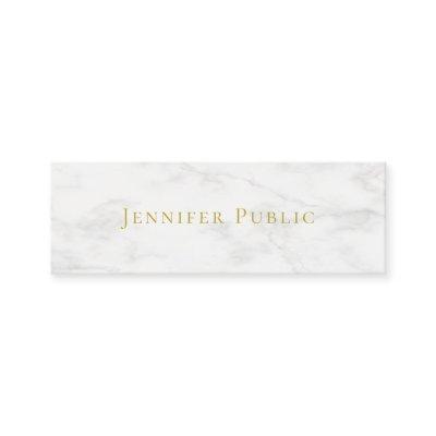 Custom Elegant Gold Name White Marble Minimalist Mini