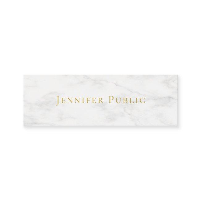 Custom Elegant Gold Name White Marble Minimalist Mini