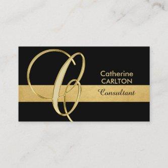 Custom Elegant Monogrammed Gold Black Initial ''C"