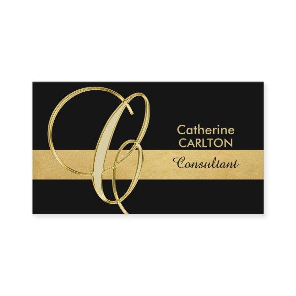 Custom Elegant Monogrammed Gold Black Initial ''C"