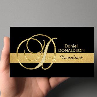 Custom Elegant Monogrammed Gold Black Initial 'D'