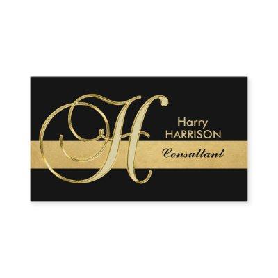 Custom Elegant Monogrammed Gold Black Initial 'H'