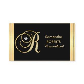 Custom Elegant Monogrammed Gold Black Letter 'R'