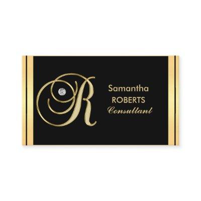 Custom Elegant Monogrammed Gold Black Letter 'R'
