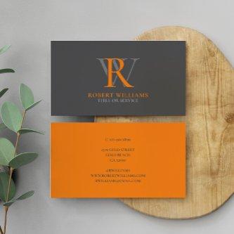 Custom Elegant Professional Orange Grey Monogram