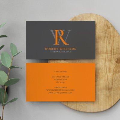 Custom Elegant Professional Orange Grey Monogram
