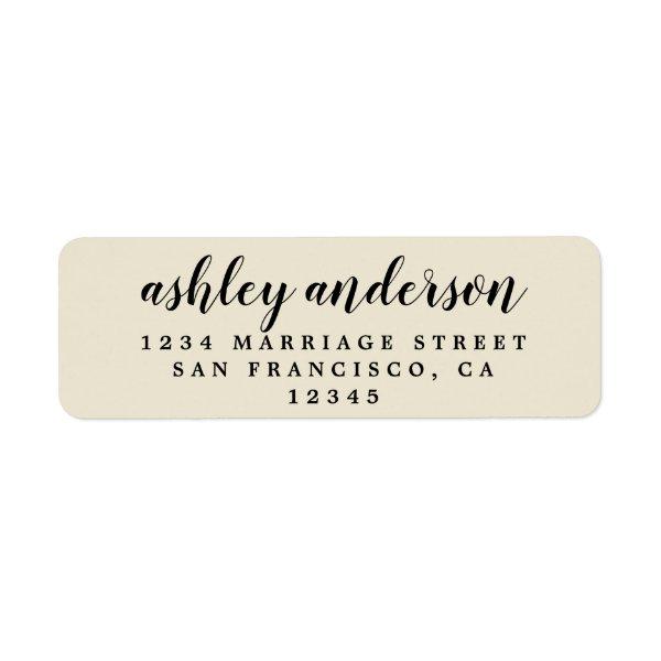 Custom Elegant Script Antique White Return Address Label